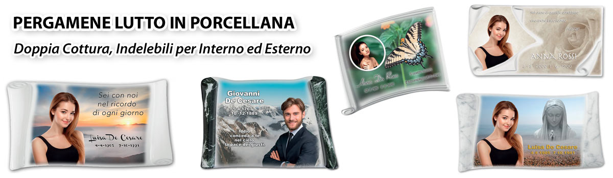 Pergamene lutto in porcellana